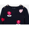 Girl jacquard Dress, with flowers and hearts Blue/Multicolour - Dresses - 3