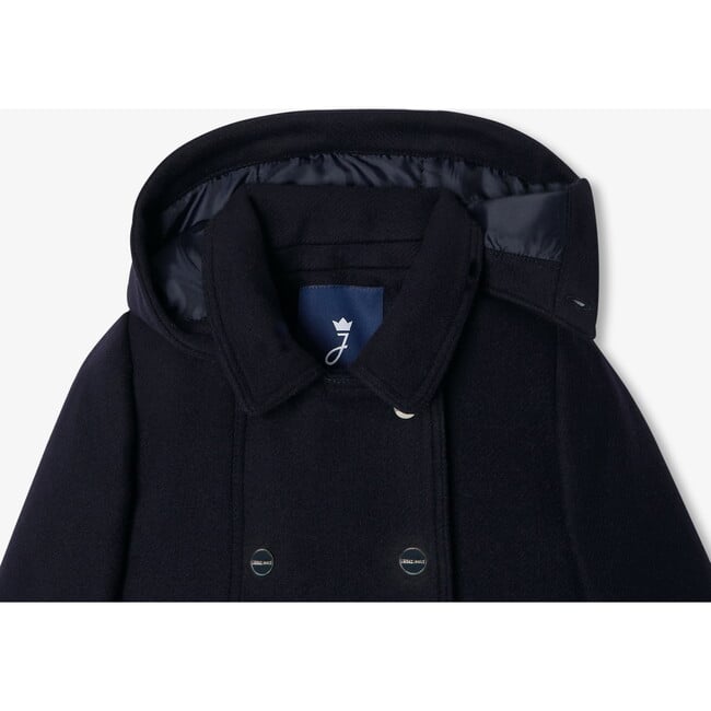 Girl Wool Coat, Navy - Coats - 5