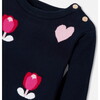 Girl jacquard Dress, with flowers and hearts Blue/Multicolour - Dresses - 4