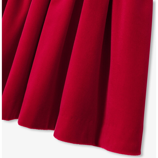 Girl Velvet Dress, Red - Dresses - 5