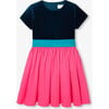 Girl Colorblock Dress, Pink/Blue - Dresses - 1 - thumbnail