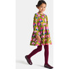 Girl Dress, in Velvet milleraies Mustard/Multicolour - Dresses - 6