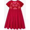 Girl Bi-Material Dress,  Red - Dresses - 1 - thumbnail