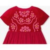 Girl Bi-Material Dress,  Red - Dresses - 3