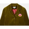 Girl Blazer in Smooth Velvet, Olive Green - Blazers - 3