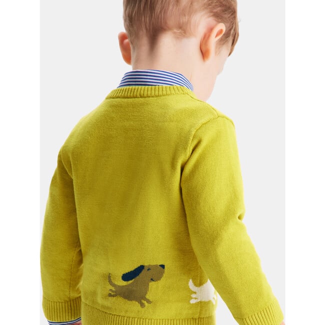 Fancy Intarsia Baby Boy Sweater, Mustard - Sweaters - 6