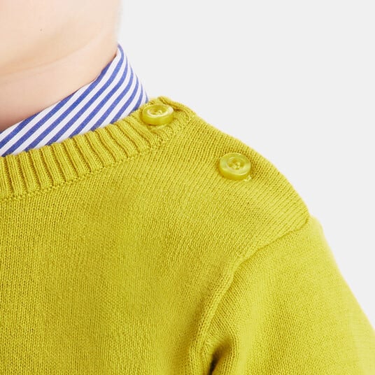 Fancy Intarsia Baby Boy Sweater, Mustard - Sweaters - 7