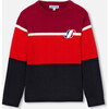 Boy Colorblock Sweater, Navy/Red - Sweaters - 1 - thumbnail