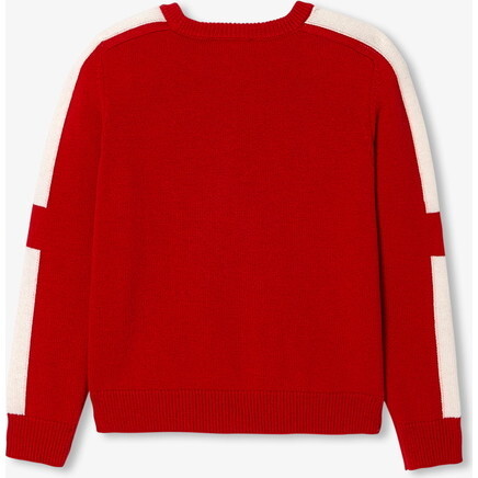 Boy Holiday Sweater, Brick Red - Sweaters - 2