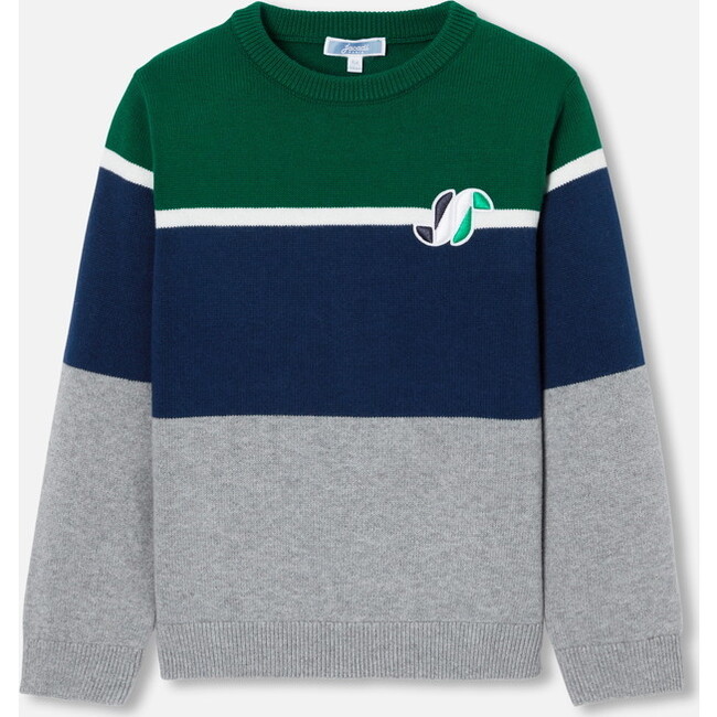 Boy Colorblock Sweater, Grey/Multicolour