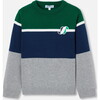 Boy Colorblock Sweater, Grey/Multicolour - Sweaters - 1 - thumbnail