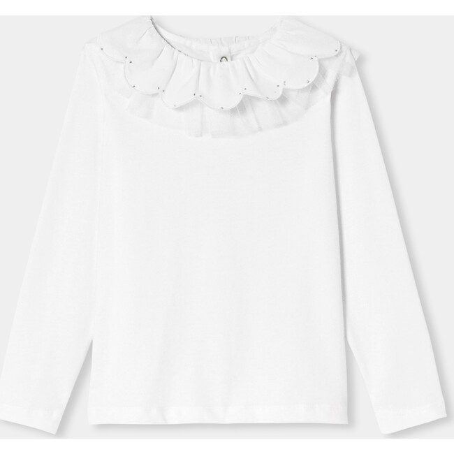 Girl T-Shirt with a Collar, White