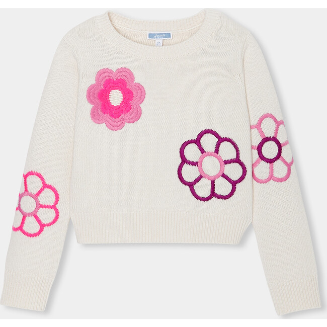 Girl Sweater, White/Pink