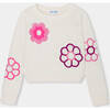 Girl Sweater, White/Pink - Sweaters - 1 - thumbnail