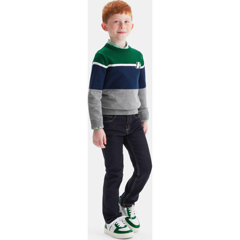 Boy Colorblock Sweater, Grey/Multicolour - Sweaters - 3