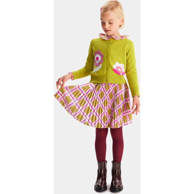 Girl Tartan Skirt, Mustard/Multicolour - Skirts - 4