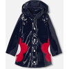 Girl Patent Raincoat, Navy - Coats - 1 - thumbnail