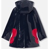 Girl Patent Raincoat, Navy - Coats - 2