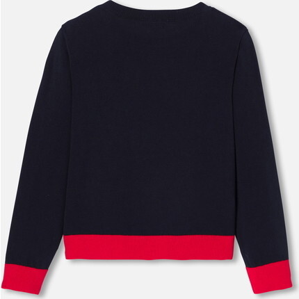 Girl Tulip Sweater, Navy - Sweaters - 7