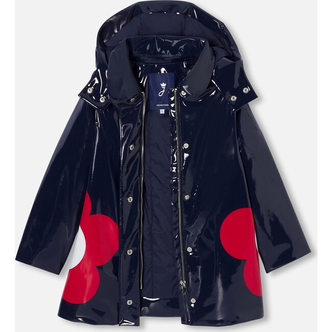 Girl Patent Raincoat, Navy - Coats - 5