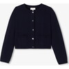 Girl Short Cardigan, Navy - Cardigans - 1 - thumbnail