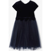 Girl Long Dress, Navy - Dresses - 1 - thumbnail