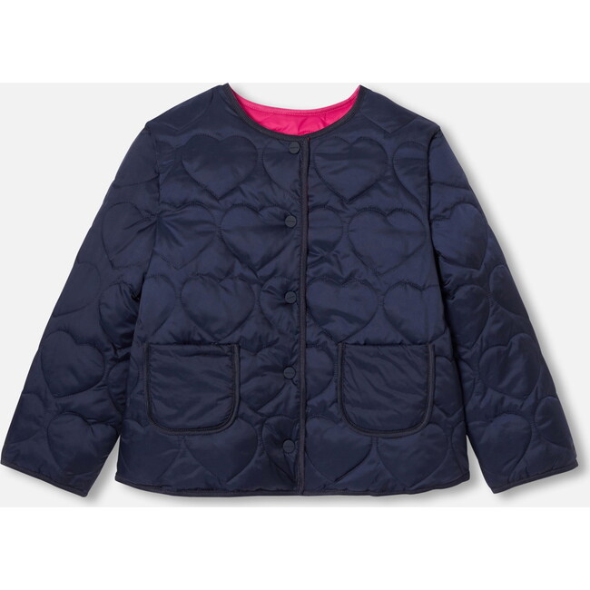 Girl Lightweight Padded Jacket, Navy/Pink