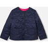 Girl Lightweight Padded Jacket, Navy/Pink - Jackets - 1 - thumbnail