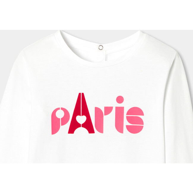 Girl Long Sleeve T-Shirt, White - T-Shirts - 3