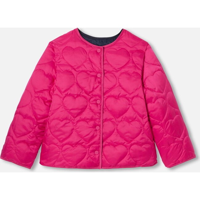 Girl Lightweight Padded Jacket, Navy/Pink - Jackets - 2