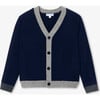 Boy Cardigan, Navy/Multicolour - Cardigans - 1 - thumbnail