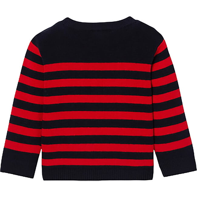 Baby Navy Sweater, Navy/Red - Sweaters - 2