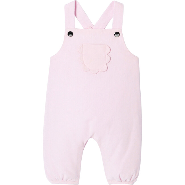 Baby Girl Velvet Overalls, Light Powder Pink