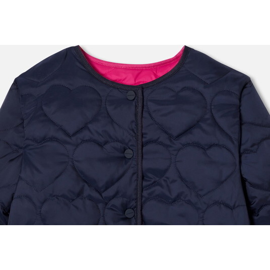 Girl Lightweight Padded Jacket, Navy/Pink - Jackets - 5