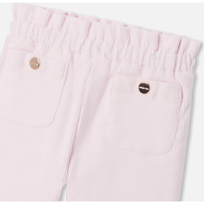 Baby Girl Velour Pants, Powder Pink - Pants - 4