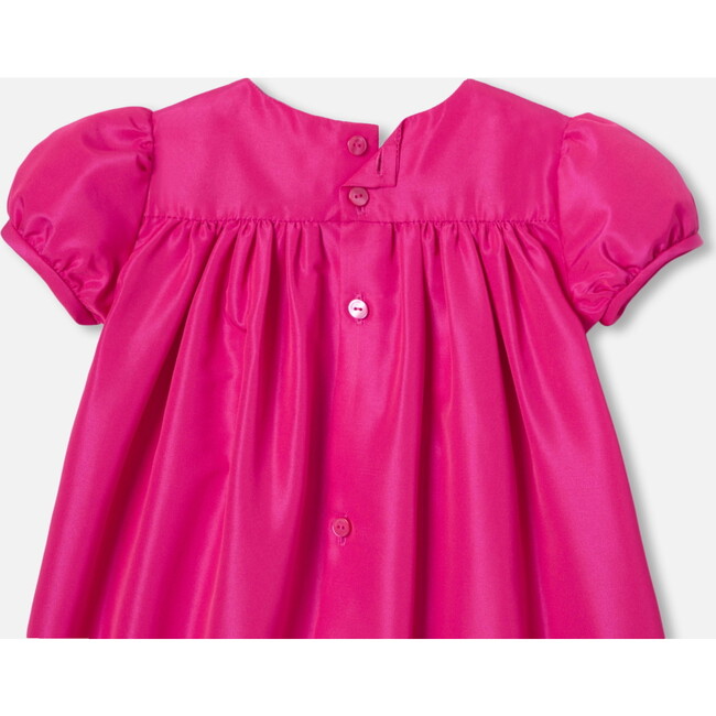 Baby Girl taffeta Dress, Rose Bengale - Dresses - 4