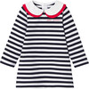 Baby Girl Sailor Dress, White/Navy - Dresses - 1 - thumbnail