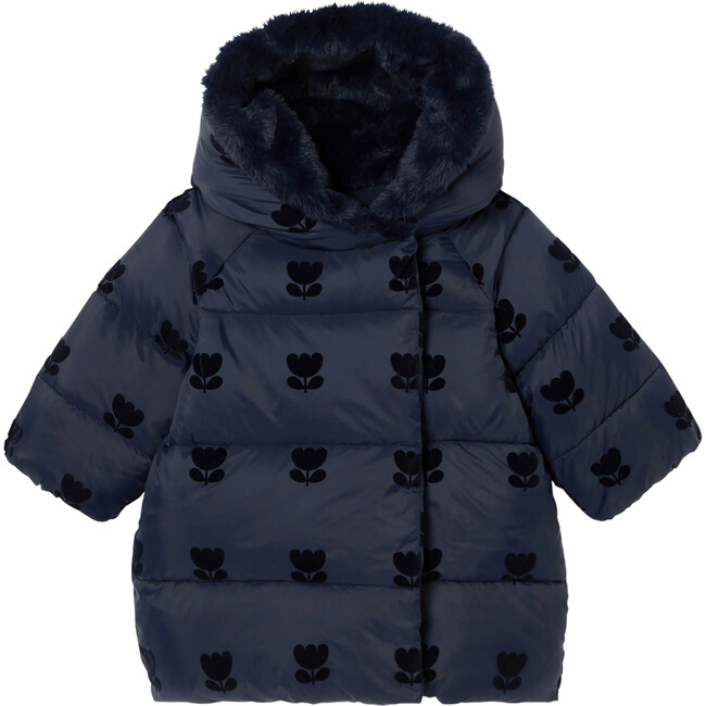 Baby Girl Mid-Length Jacket, Navy