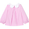 Baby Girl Striped Blouse, White/Pink - Blouses - 1 - thumbnail