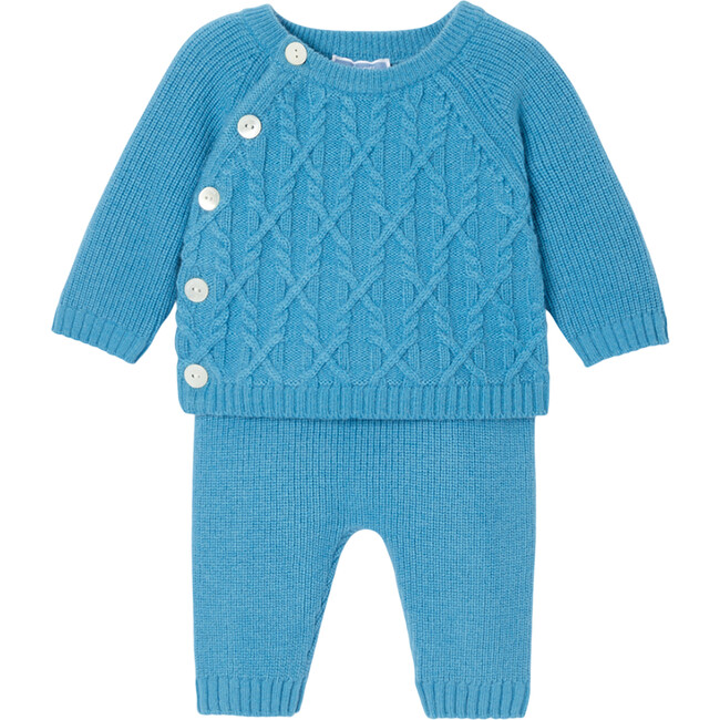 Baby Boy Knitted Set, Prussian Blue