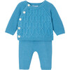 Baby Boy Knitted Set, Prussian Blue - Mixed Apparel Set - 1 - thumbnail