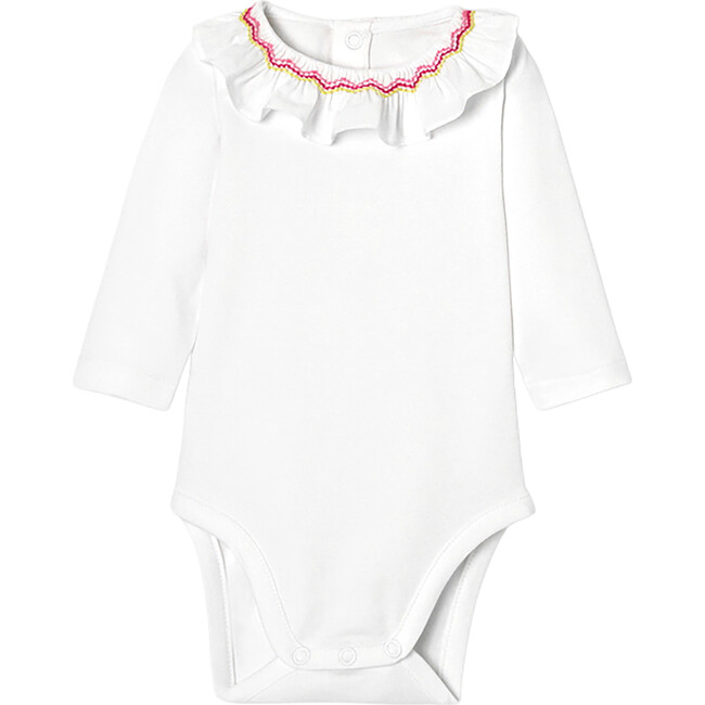 Baby Girl Long Sleeve Bodysuit, White