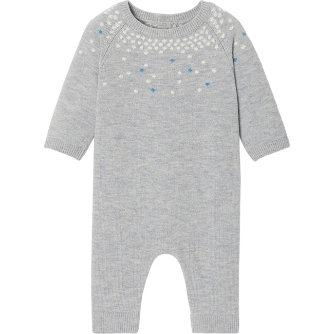 Baby Boy Knitted Jumpsuit, Light Heather Grey