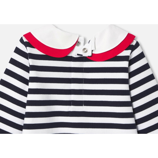 Baby Girl Sailor Dress, White/Navy - Dresses - 4