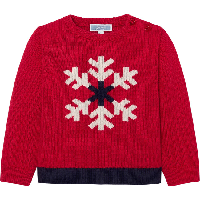 Baby Boy Intarsia Snowflake Sweater, Brick Red