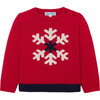 Baby Boy Intarsia Snowflake Sweater, Brick Red - Sweaters - 1 - thumbnail