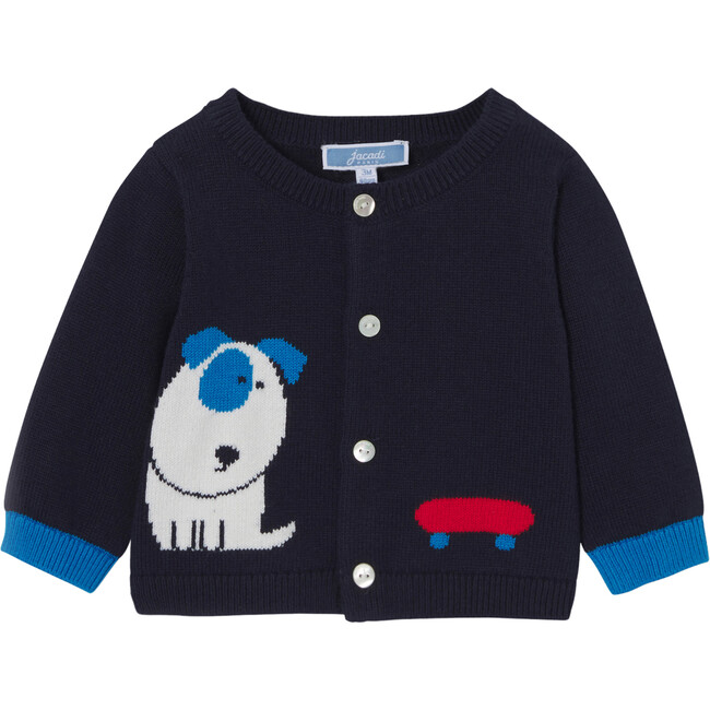 Baby Boy Jersey Cardigan, Navy/Multicolour