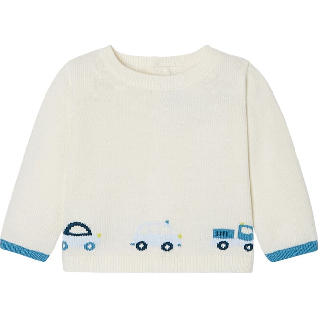 Baby Boy Jersey Jumper, Soft White/Multicolour