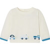 Baby Boy Jersey Jumper, Soft White/Multicolour - Sweaters - 1 - thumbnail