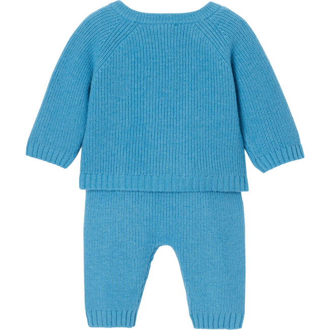 Baby Boy Knitted Set, Prussian Blue - Mixed Apparel Set - 2